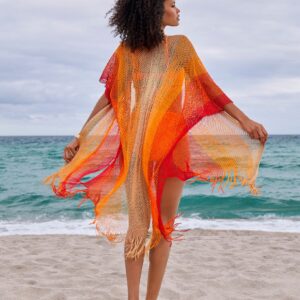 Metallic Fringe Coverup Gold/Orange