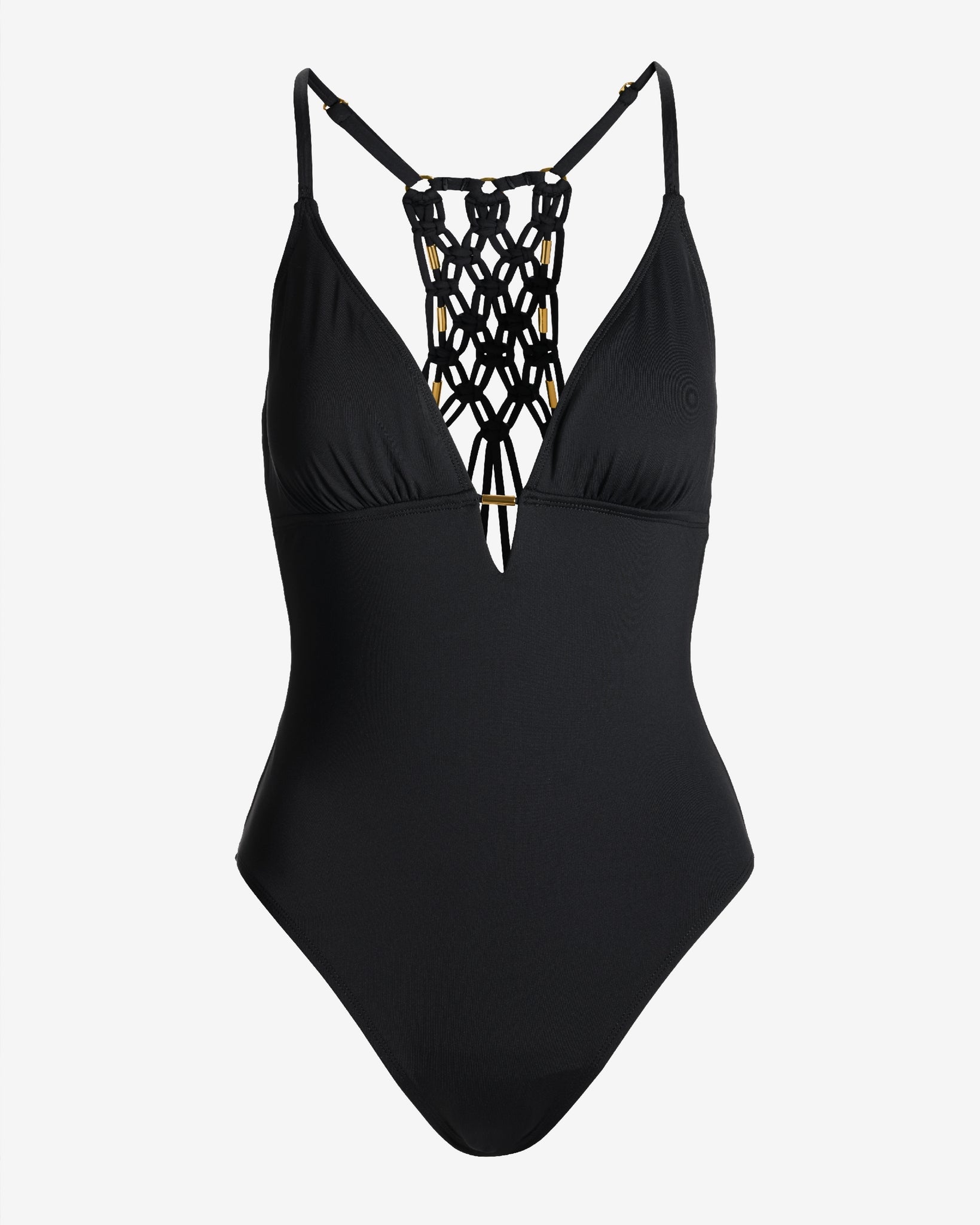 Macramé Gold Detail One Piece Black - Image 2
